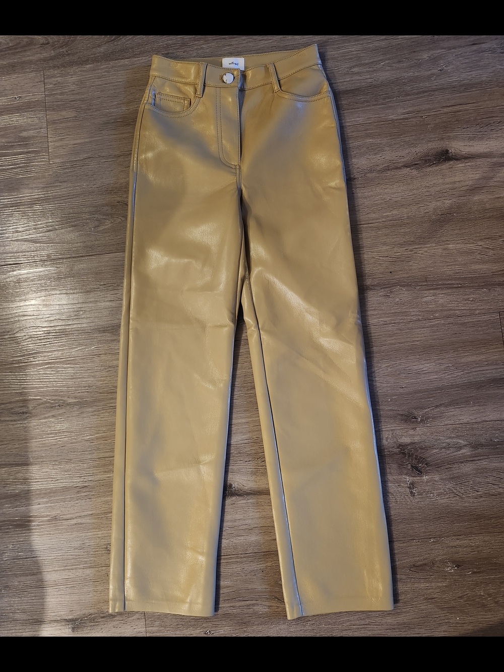 Wilfred Tan Faux Leather Straight-Leg Trousers